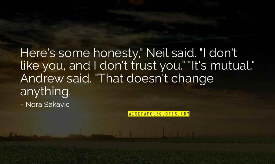 Trust Honesty Quotes By Nora Sakavic: Here's some honesty," Neil said. "I don't like