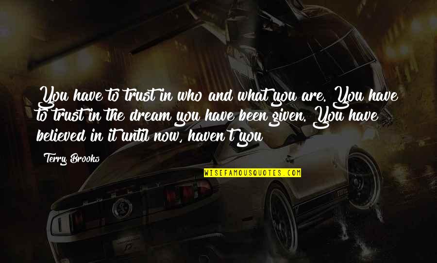 Trust In You Quotes By Terry Brooks: You have to trust in who and what Trust In You Quotes By Terry Brooks: You have to trust in who and what