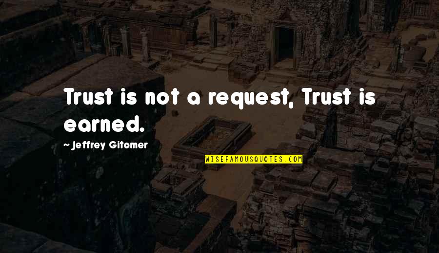 Trust Is Earned Quotes By Jeffrey Gitomer: Trust is not a request, Trust is earned.