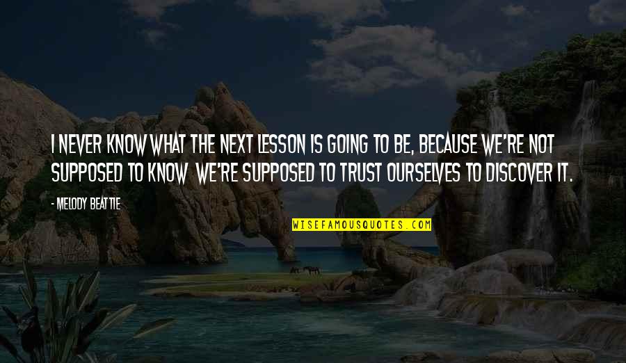 Trust It Quotes By Melody Beattie: I never know what the next lesson is Trust It Quotes By Melody Beattie: I never know what the next lesson is