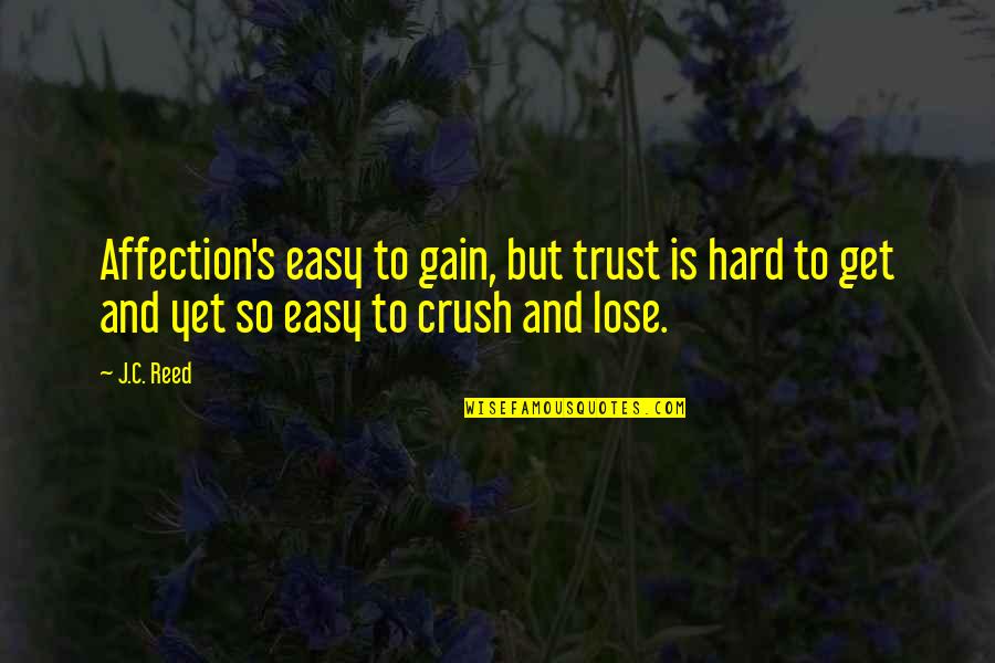 Trust Lose Quotes By J.C. Reed: Affection's easy to gain, but trust is hard