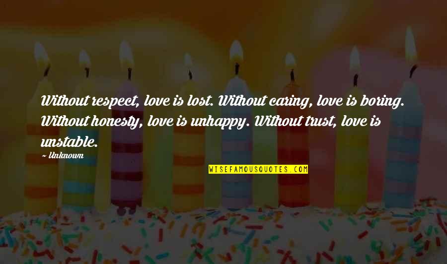 Trust Lost Quotes By Unknown: Without respect, love is lost. Without caring, love Trust Lost Quotes By Unknown: Without respect, love is lost. Without caring, love