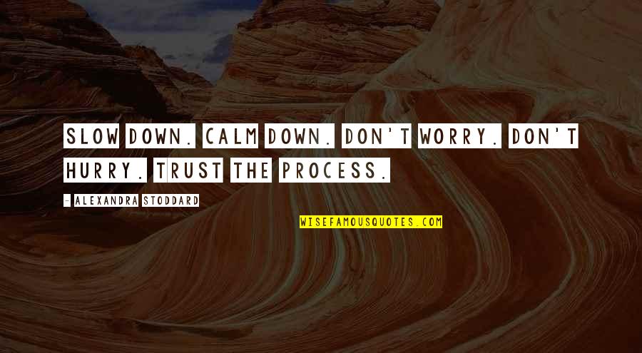 Trust The Process Quotes By Alexandra Stoddard: Slow down. Calm down. Don't worry. Don't hurry.