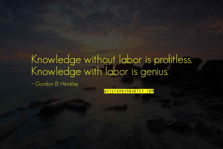 Trust What You See Quotes By Gordon B. Hinckley: Knowledge without labor is profitless. Knowledge with labor Trust What You See Quotes By Gordon B. Hinckley: Knowledge without labor is profitless. Knowledge with labor