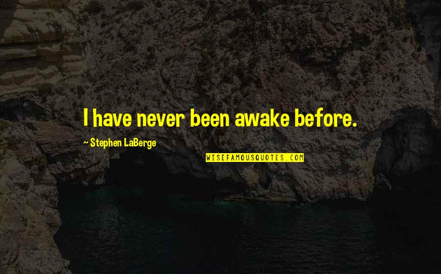 Trusting God Through Hard Times Quotes By Stephen LaBerge: I have never been awake before.