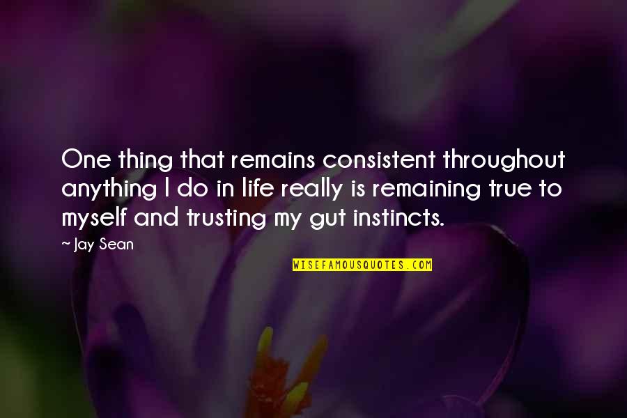 Trusting Instincts Quotes By Jay Sean: One thing that remains consistent throughout anything I