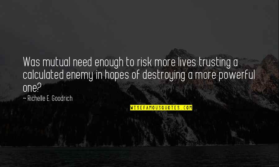 Trusting Your Enemy Quotes By Richelle E. Goodrich: Was mutual need enough to risk more lives