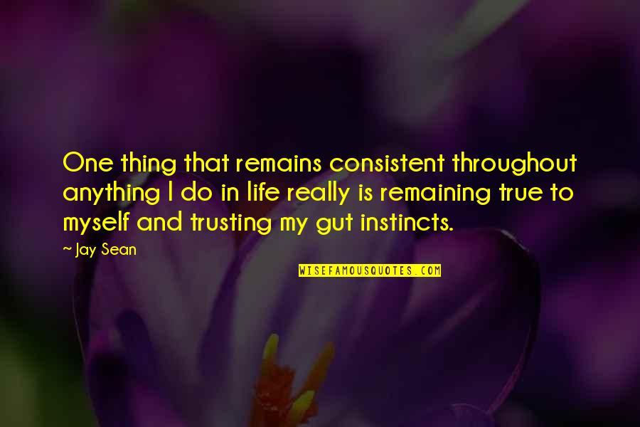 Trusting Your Gut Instincts Quotes By Jay Sean: One thing that remains consistent throughout anything I