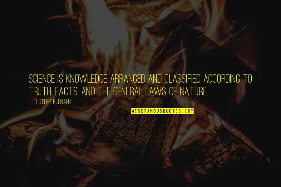 Truth And Facts Quotes By Luther Burbank: Science is knowledge arranged and classified according to