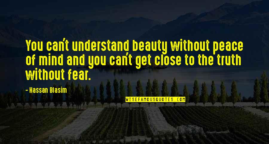 Truth And Peace Quotes By Hassan Blasim: You can't understand beauty without peace of mind Truth And Peace Quotes By Hassan Blasim: You can't understand beauty without peace of mind