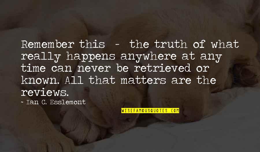 Truth Be Known Quotes By Ian C. Esslemont: Remember this - the truth of what really