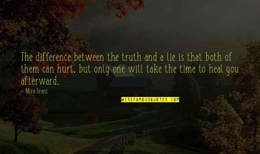 Truth Hurt Quotes By Mira Grant: The difference between the truth and a lie