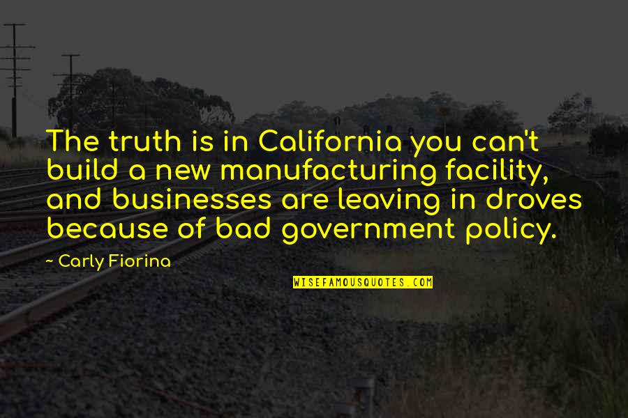 Truth In Government Quotes By Carly Fiorina: The truth is in California you can't build