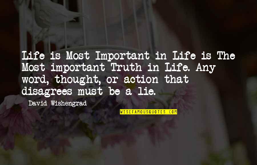 Truth In Life Quotes By David Wishengrad: Life is Most Important in Life is The