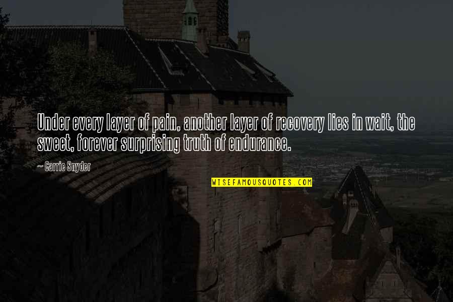 Truth Is Sweet Quotes By Carrie Snyder: Under every layer of pain, another layer of Truth Is Sweet Quotes By Carrie Snyder: Under every layer of pain, another layer of