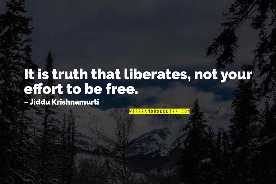 Truth Liberates Quotes By Jiddu Krishnamurti: It is truth that liberates, not your effort Truth Liberates Quotes By Jiddu Krishnamurti: It is truth that liberates, not your effort
