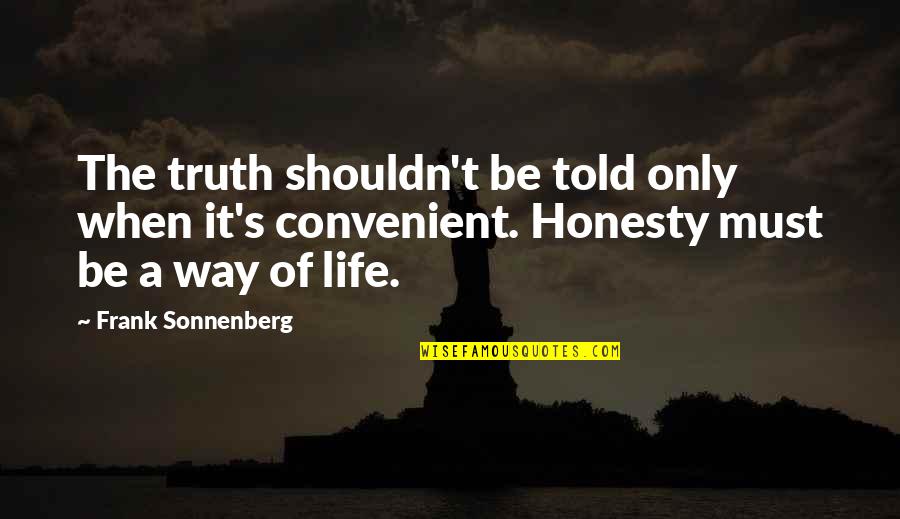 Truth Must Be Told Quotes By Frank Sonnenberg: The truth shouldn't be told only when it's