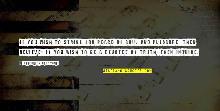 Truth Nietzsche Quotes By Friedrich Nietzsche: If you wish to strive for peace of