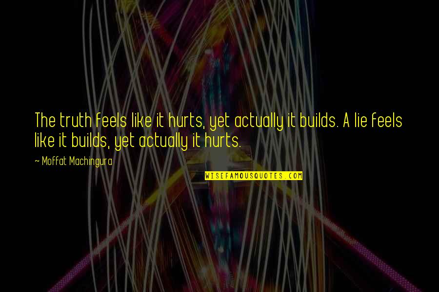 Truth That Hurts Quotes By Moffat Machingura: The truth feels like it hurts, yet actually