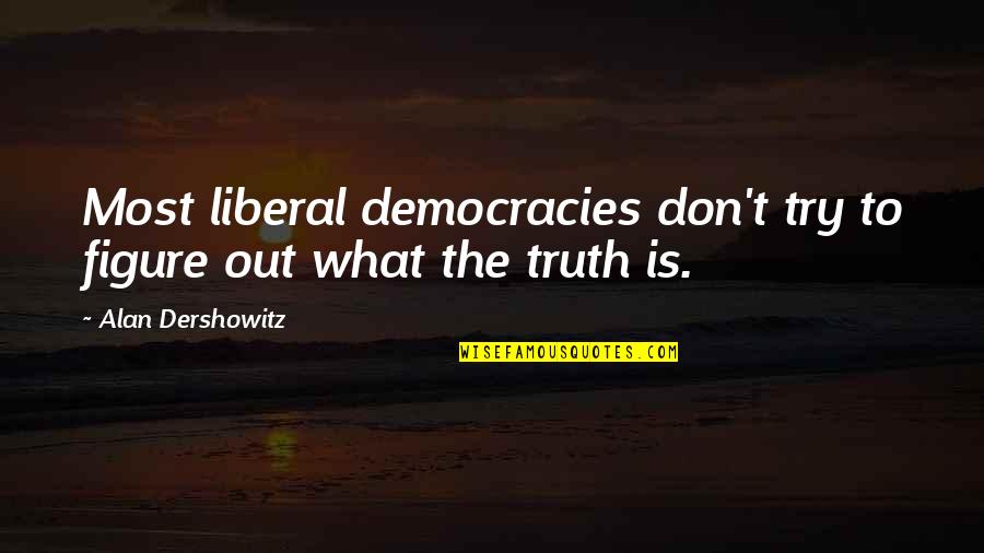 Truth What Is Truth Quotes By Alan Dershowitz: Most liberal democracies don't try to figure out