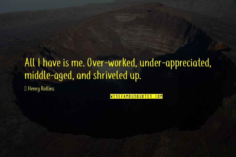 Truus Van Quotes By Henry Rollins: All I have is me. Over-worked, under-appreciated, middle-aged,