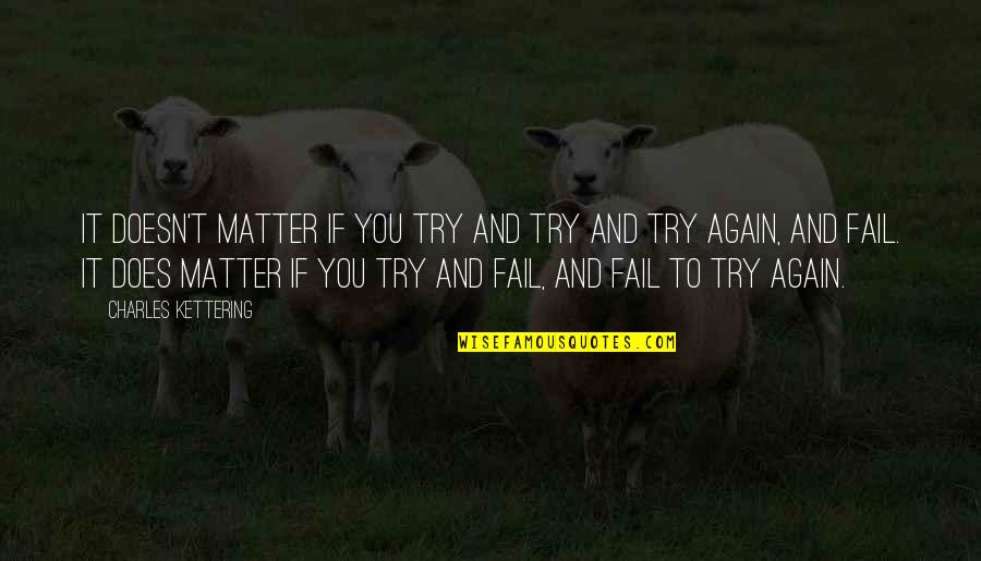 Try Even If You Fail Quotes By Charles Kettering: It doesn't matter if you try and try