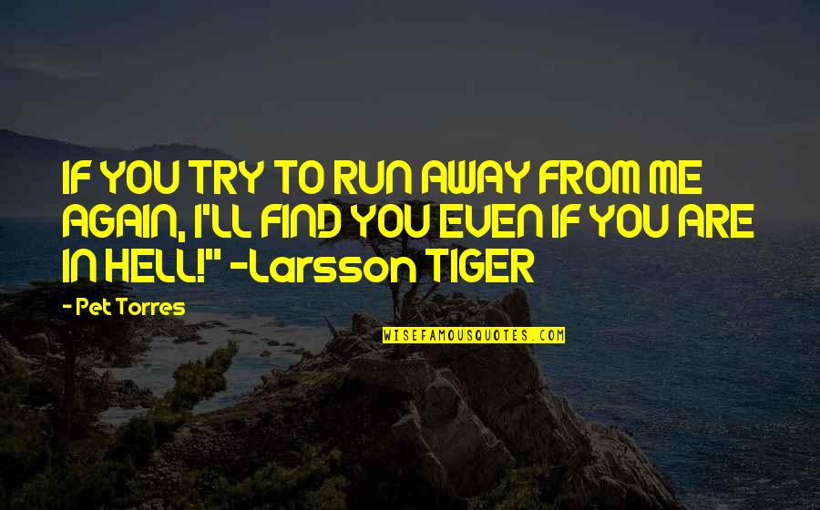 Try To Love You Quotes By Pet Torres: IF YOU TRY TO RUN AWAY FROM ME