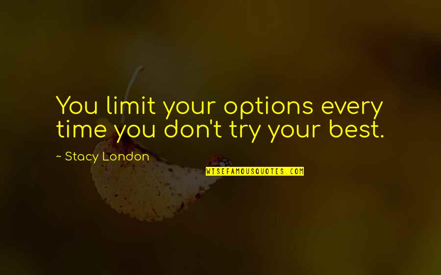 Try Your Best Quotes By Stacy London: You limit your options every time you don't