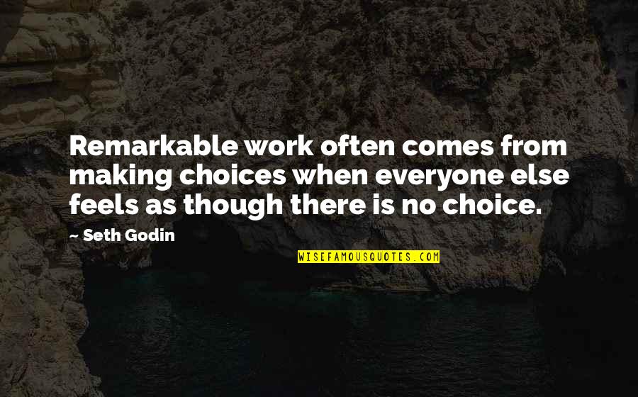 Tryggvi Hjaltason Quotes By Seth Godin: Remarkable work often comes from making choices when