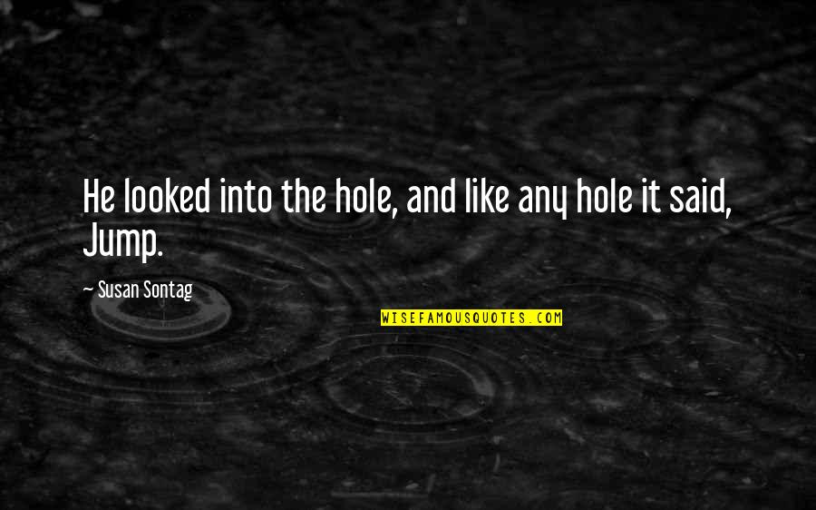 Trying Hard And Not Giving Up Quotes By Susan Sontag: He looked into the hole, and like any