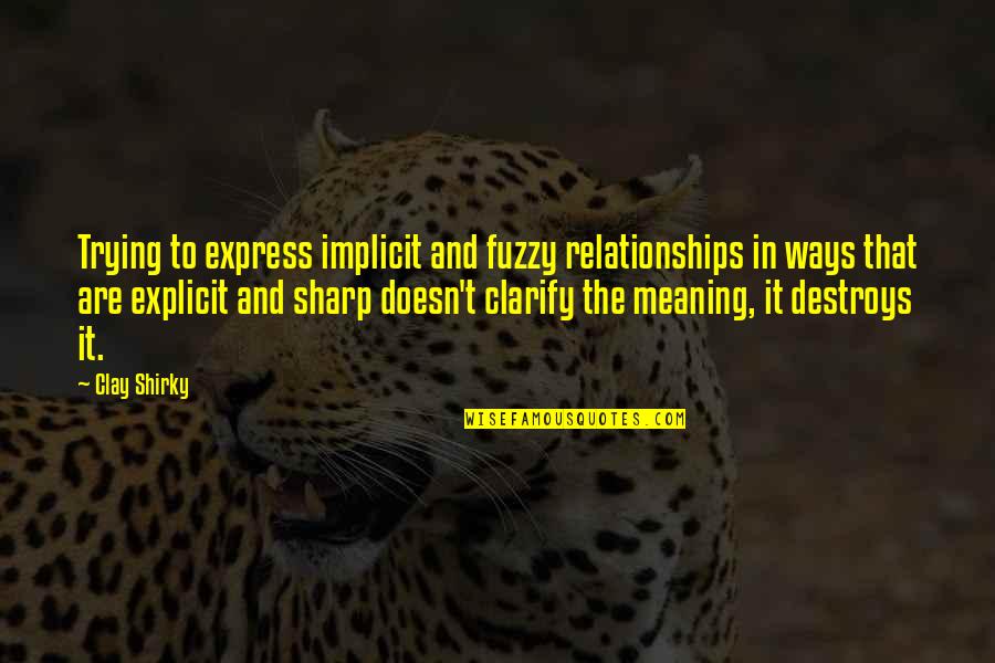 Trying In Relationships Quotes By Clay Shirky: Trying to express implicit and fuzzy relationships in