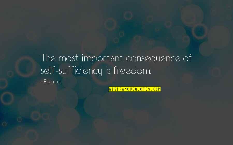 Trying Not To Lose Someone Quotes By Epicurus: The most important consequence of self-sufficiency is freedom.