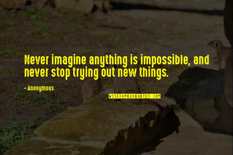 Trying Out New Things Quotes By Anonymous: Never imagine anything is impossible, and never stop