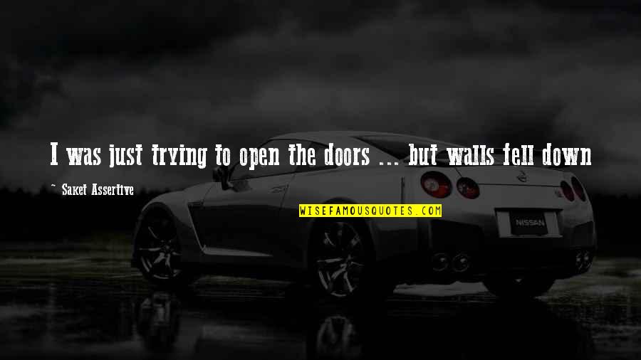 Trying Relationship Quotes By Saket Assertive: I was just trying to open the doors Trying Relationship Quotes By Saket Assertive: I was just trying to open the doors