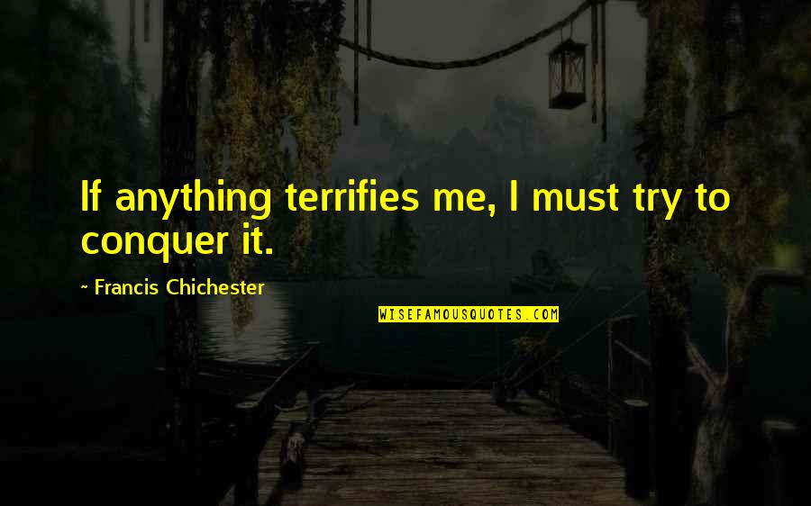Trying To Be Positive Quotes By Francis Chichester: If anything terrifies me, I must try to