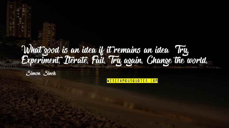 Trying To Change The World Quotes By Simon Sinek: What good is an idea if it remains