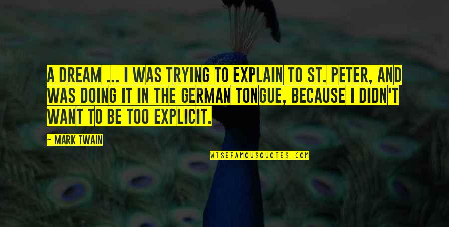 Trying To Explain Quotes By Mark Twain: A dream ... I was trying to explain