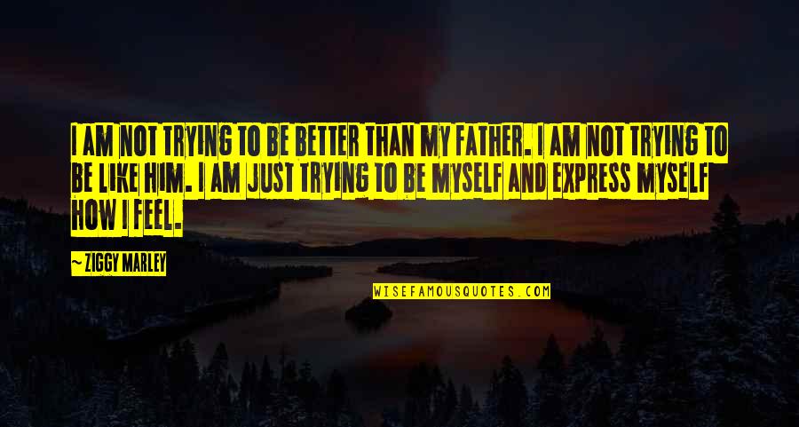 Trying To Feel Better Quotes By Ziggy Marley: I am not trying to be better than Trying To Feel Better Quotes By Ziggy Marley: I am not trying to be better than