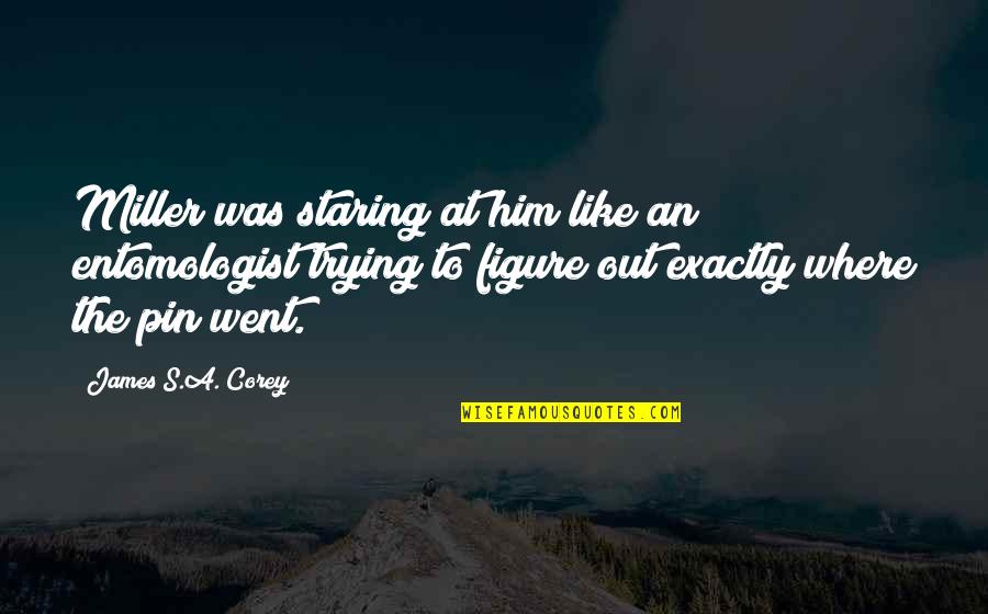 Trying To Figure It All Out Quotes By James S.A. Corey: Miller was staring at him like an entomologist