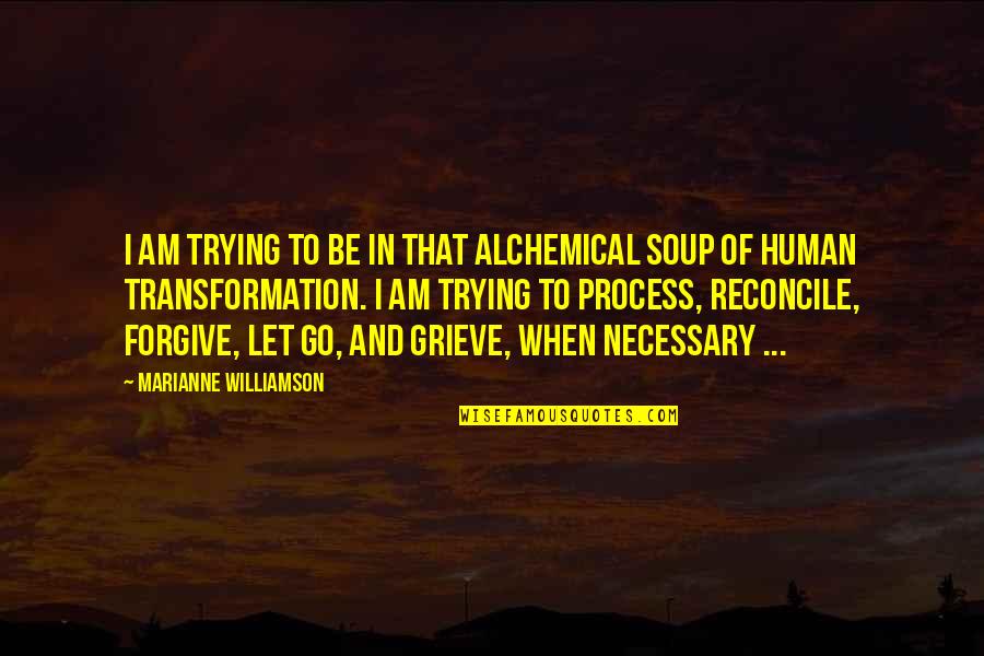 Trying To Forgive Quotes By Marianne Williamson: I am trying to be in that alchemical