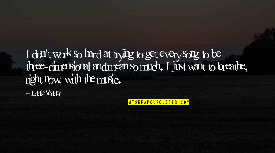 Trying To Get It Right Quotes By Eddie Vedder: I don't work so hard at trying to