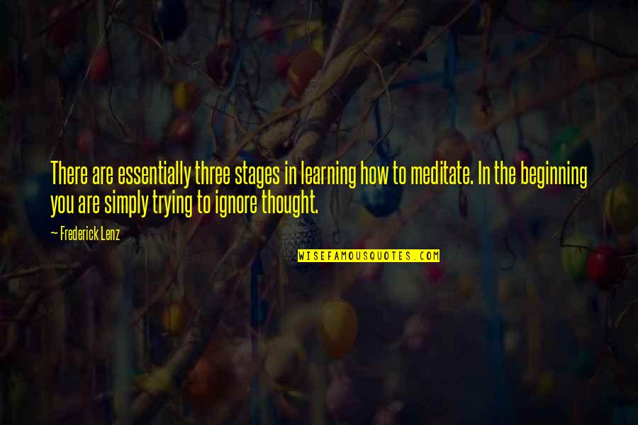 Trying To Ignore You Quotes By Frederick Lenz: There are essentially three stages in learning how