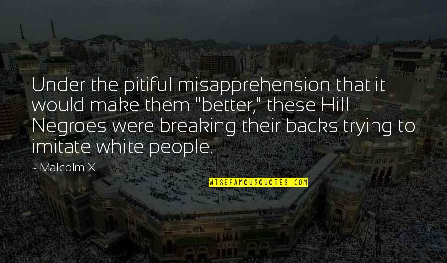 Trying To Make It Better Quotes By Malcolm X: Under the pitiful misapprehension that it would make