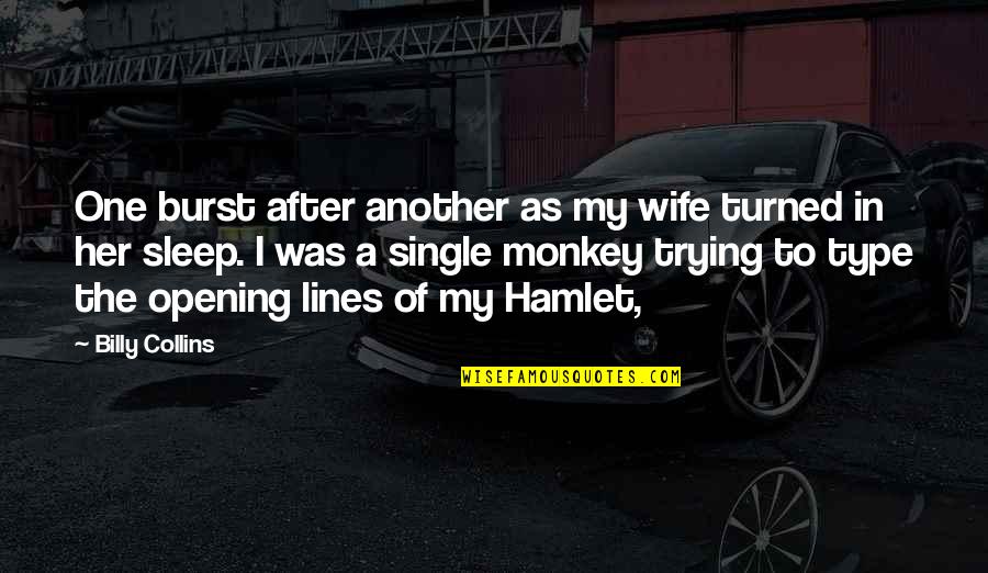 Trying To Sleep Quotes By Billy Collins: One burst after another as my wife turned