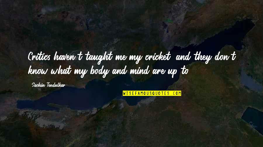 Trying To Work Things Out In A Relationship Quotes By Sachin Tendulkar: Critics haven't taught me my cricket, and they Trying To Work Things Out In A Relationship Quotes By Sachin Tendulkar: Critics haven't taught me my cricket, and they
