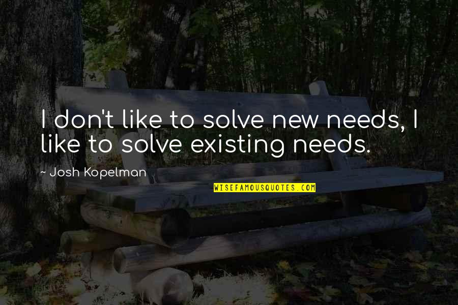 Trzebinia Balaton Quotes By Josh Kopelman: I don't like to solve new needs, I