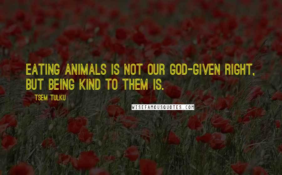 Tsem Tulku quotes: Eating animals is not our God-given right, but being kind to them is.