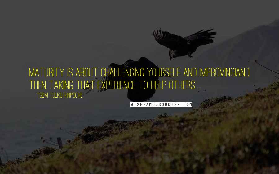 Tsem Tulku Rinpoche quotes: Maturity is about Challenging yourself and Improving!And then taking that experience to help others ...