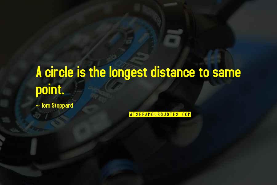 Tshimanga Assosa Quotes By Tom Stoppard: A circle is the longest distance to same Tshimanga Assosa Quotes By Tom Stoppard: A circle is the longest distance to same