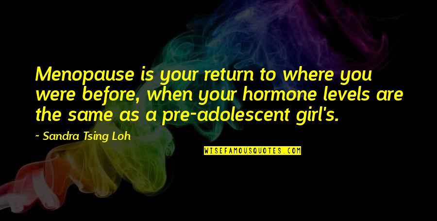 Tsing Quotes By Sandra Tsing Loh: Menopause is your return to where you were